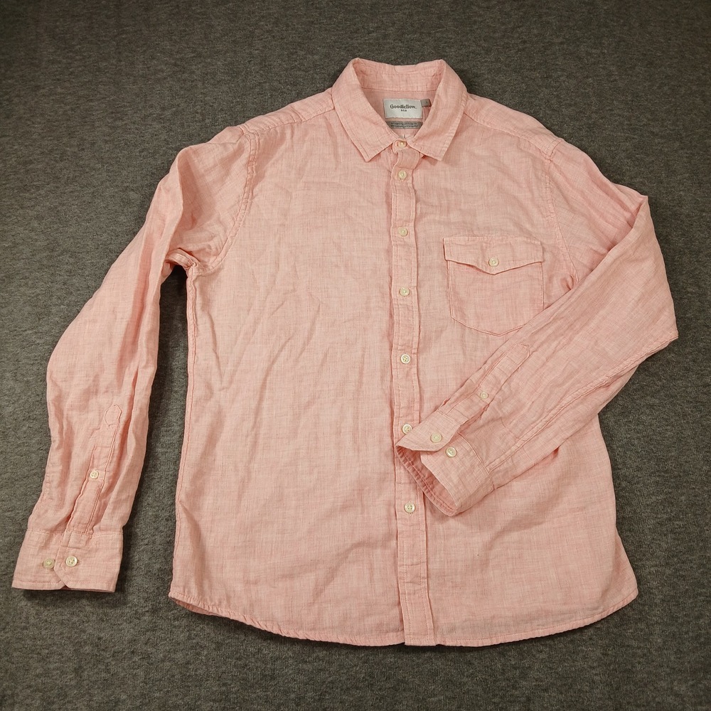 Goodfellow & Co Standard‎ Men's Button Up Coral Color Long Sleeve Shirt L